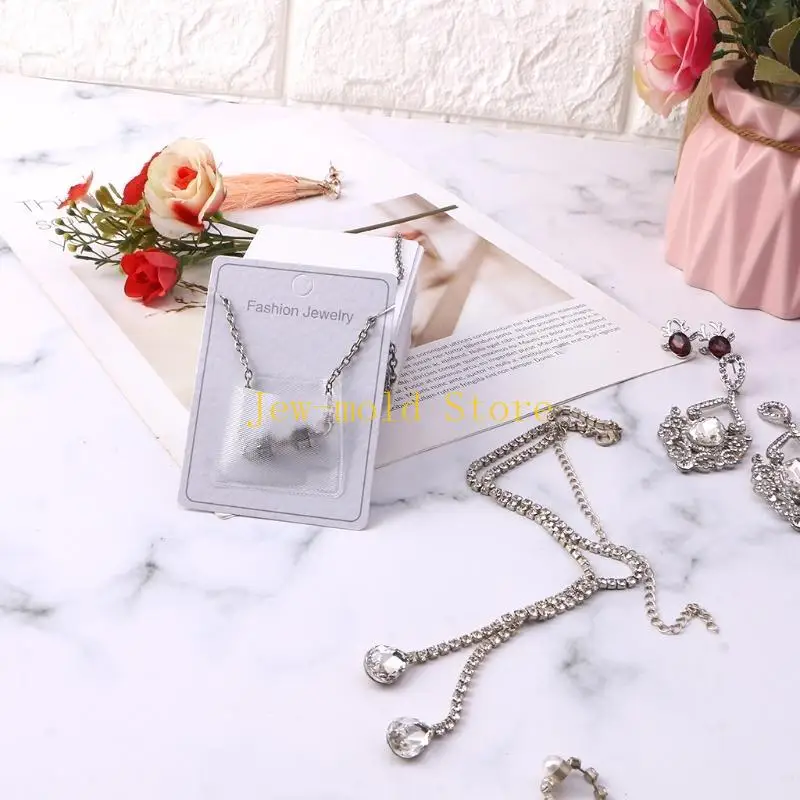 C71B 100x Anting Kalung Rantai Penyimpanan Kalung Kartu Kantong Tas Hadiah untuk Kantong Perhiasan Tas Hadiah Pesta Pernikahan