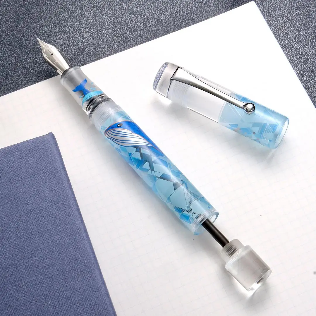 Taiwan OPUS88 Blue Whale  Ocean Series Fountain Pen Ink Drop In Writing Pen