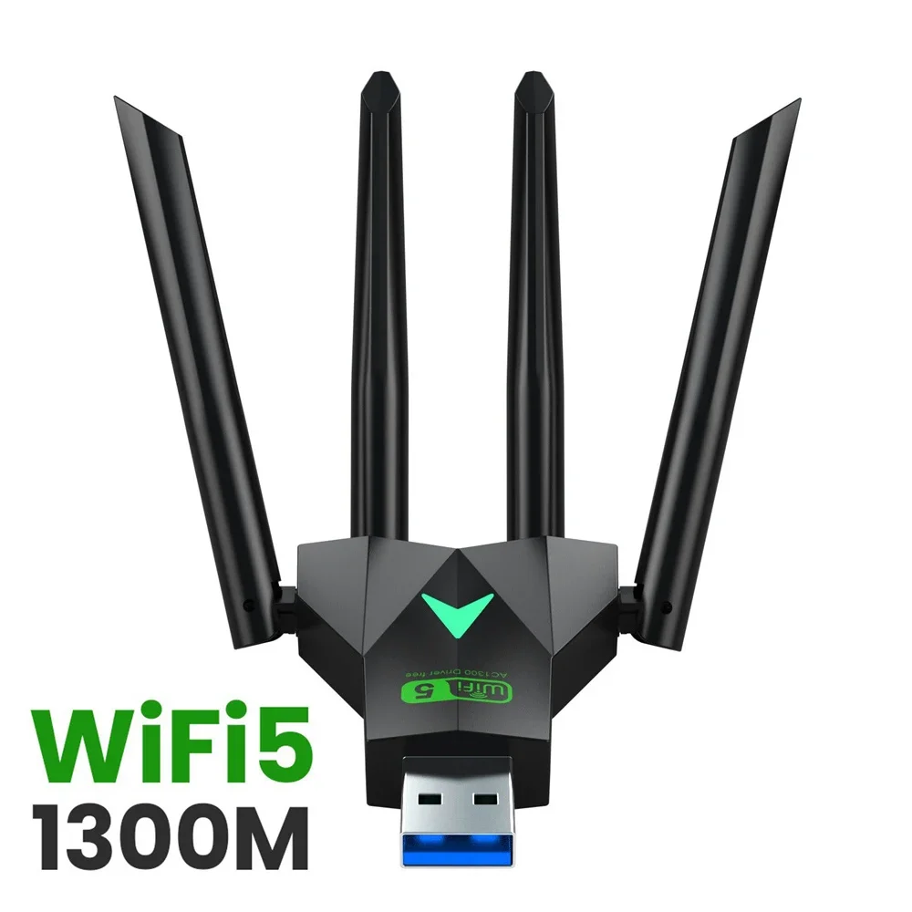 4 هوائيات 1300Mbps WiFi USB 3.0 محول 2.4G/5GHZ ثنائي النطاق واي فاي دونغل بطاقة الشبكة اللاسلكية 802.11AC للكمبيوتر/الكمبيوتر المحمول Win #2