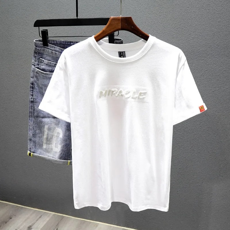 New Summer Embroidered Short-sleeved T-shirt Men Clothing