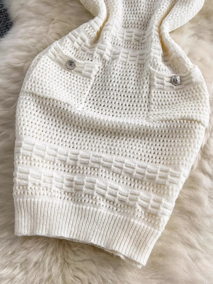 Foamlina เซ็กซี่สีดําลึก V คอ Cutout ชุดถักผู้หญิง 2025 ฤดูร้อนใหม่เอวสูงกระชับสัดส่วนสะโพกกระโปรงมินิเดรส