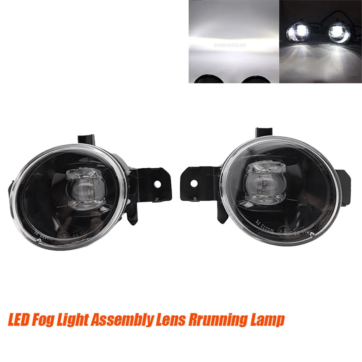 1Pair Car Front Bumper LED Fog Light Assembly for Almera March Urvan Primera LensRrunning Lamp