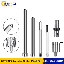 CMCP TCT/HSS Annular Cutter Pilot Pin 6.35mm 8mm Shank 77/90/102/127/160mm Long Pilot Pin Steel Plate Drill Accessories Tools