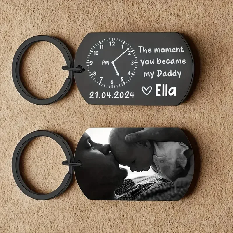 

Customized Women's Keychain ,Personalized Newborn Photo Keychain with Name and Date, Gift for MOM DAD Birthday Keepsake