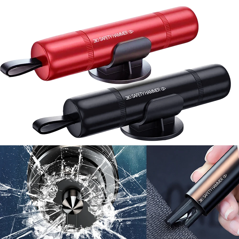 Car Safety Hammer Auto Emergency Glass Window Breaker Seat Belt Cutter Life-Saving Car Emergency Aluminum Alloy Escape Hammer