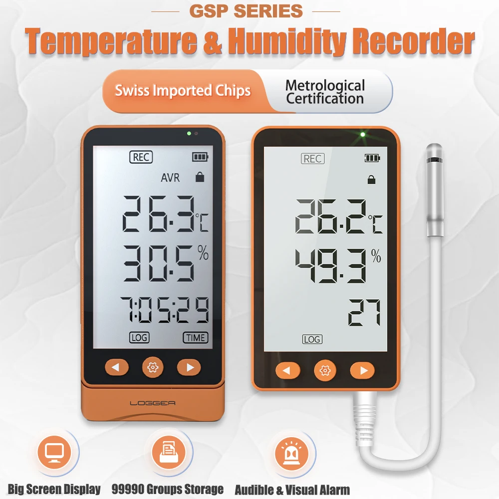 AIKESI GSP-80 Pro Extended Probe Real Time Monitoring Temperature and Humidity Data Logger Recorder With USB PDF Report