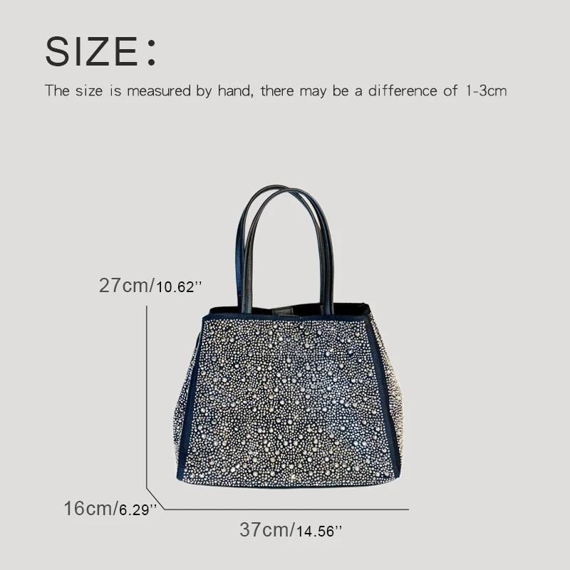 Ladies Evening Tote Bags For Women Luxury Designer Handbags Purses 2024 New In Canvas Mosaic Imitation Diamond With Inner Pocket