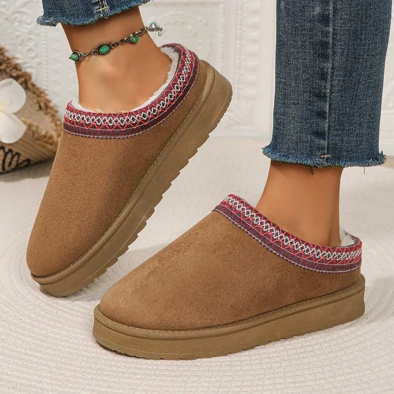 Women's Ankle Snow Boots Winter Fashion Home Platform Low Top Slippers Living Room Rug Shoes Women's Outdoor Warm Non Slip Boots