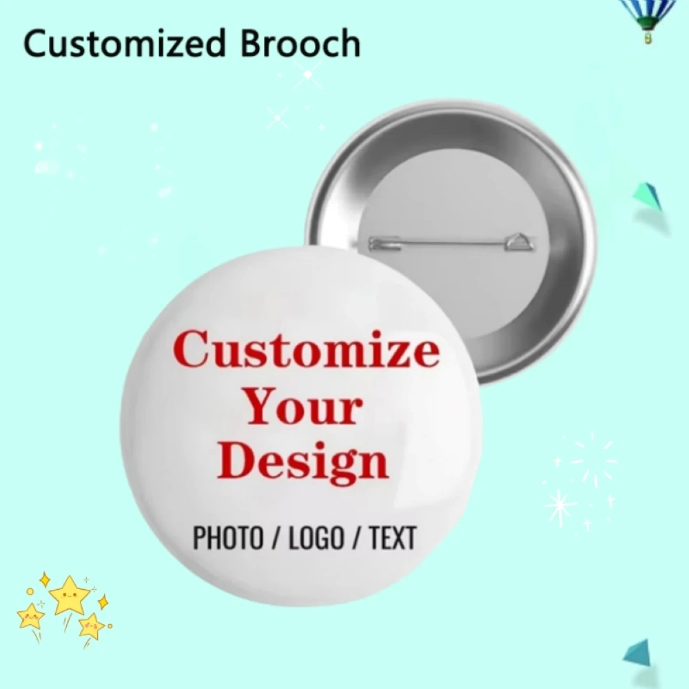 Custom Personalized Tinplate Pins With Text And Picture Printing Metal Lapel Badge Custom Brooches Gifts For Friends Wholesale