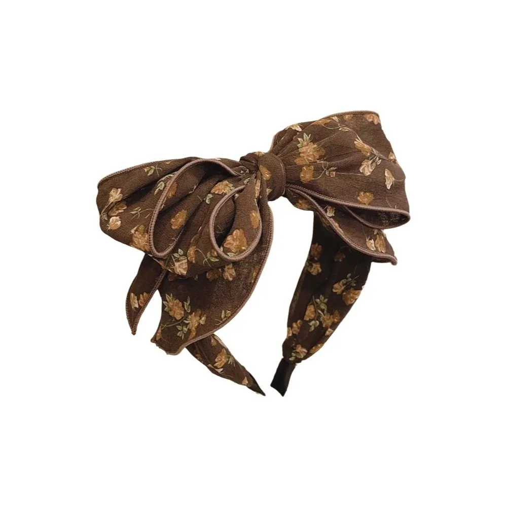 

Simple Headwear Three-layer Bow Headband Creative ABS Bownot Wide Hair Hoop Rose Korean Style Floral Printed Hairband Girls
