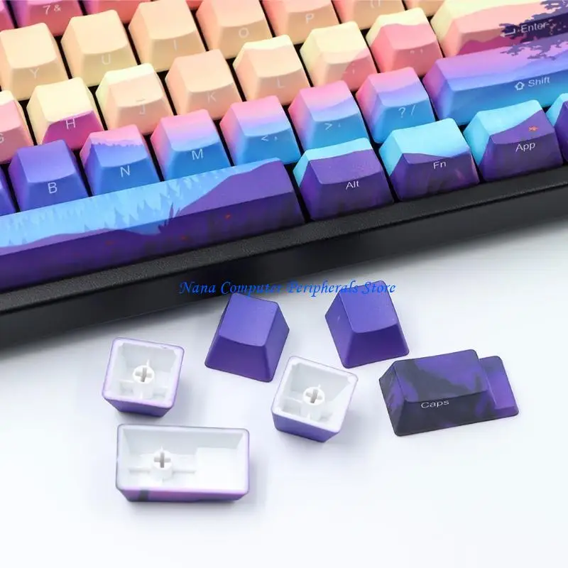 F68C 128Keys OEM Profile Keycaps PBT 5 Face Dye Sub для механической клавиатуры