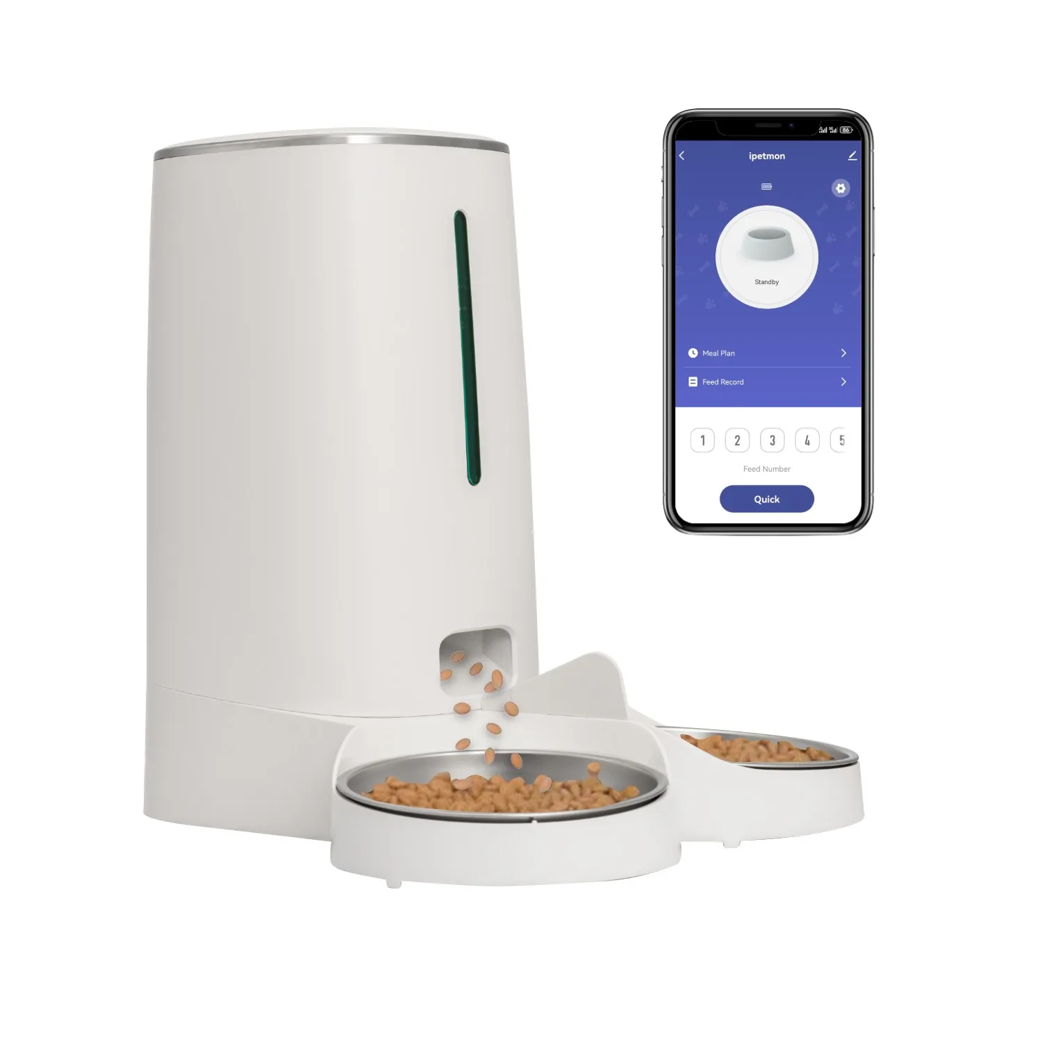 tuya（安全防护） Automatischer 4-Liter-Futterspender für 1/2 Katzen, automatischer Futterspender für WiFi-Smart-Feeder für Katzen und Hunde, zeitgesteuerter Tierfutterspender mit APP-Steuerung 3