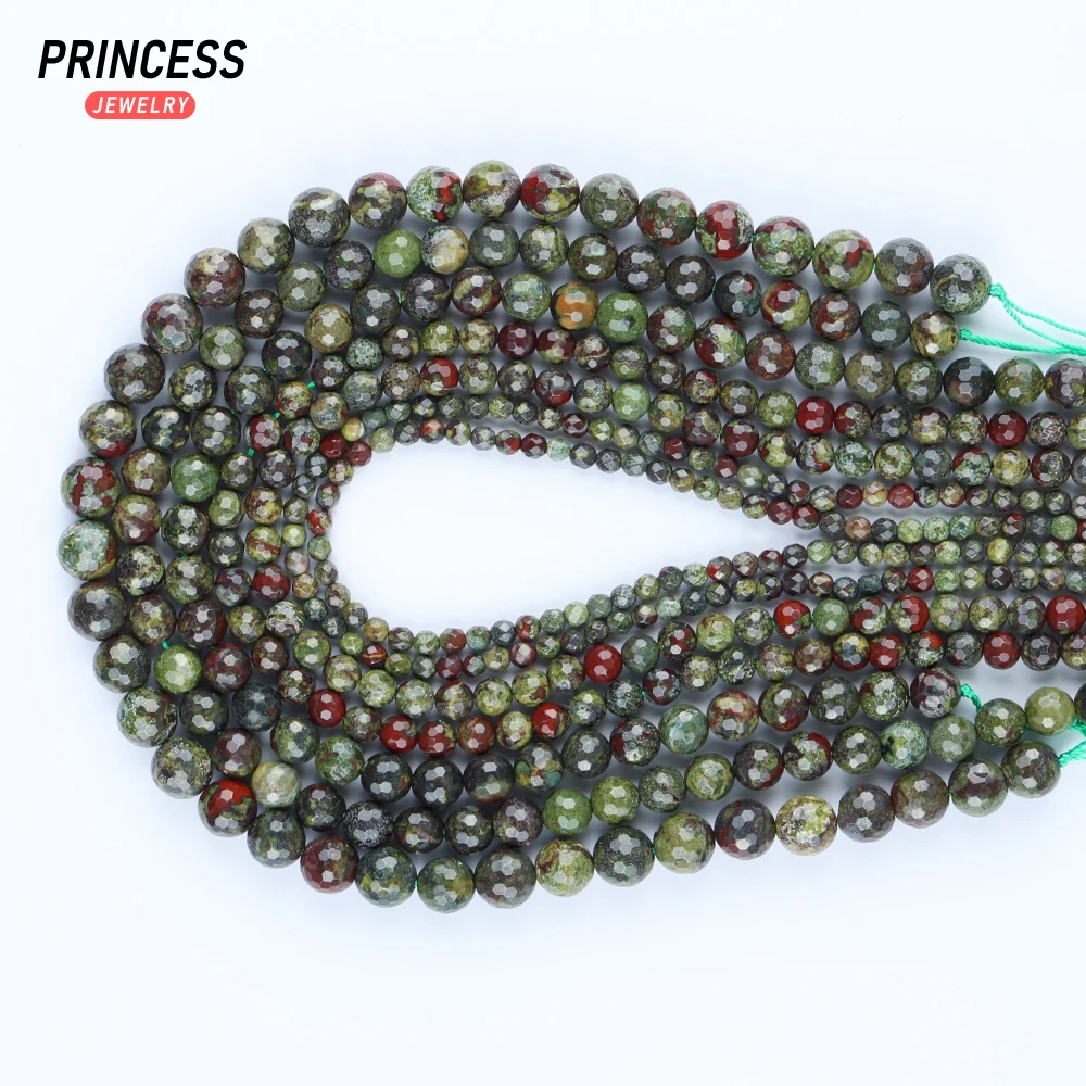 A+ Natural Dragon Bloodstone Blood Stone Faceted Beads for Jewelry Making Bracelet Necklace Stone Beads DIY Accessorie 6 8 10mm