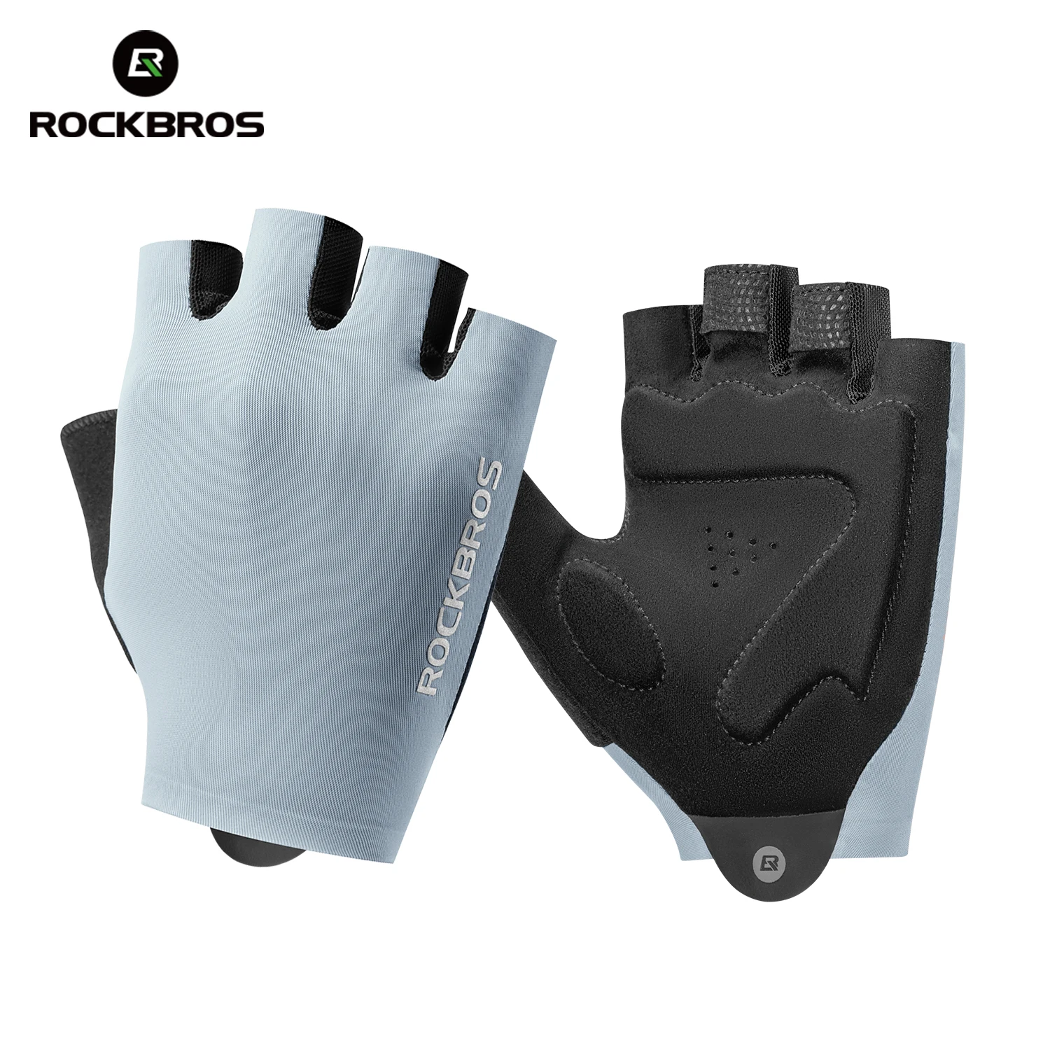 ROCKBROS Sommer-Radfahrhandschuhe mit halben Fingern, hochelastisch, leicht, atmungsaktiv, Stoßdämpfung, Handflächenpolster, für Herren und Damen