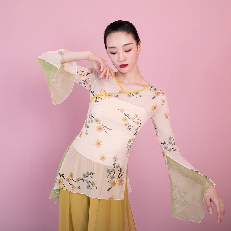 Floral Classical Dance Tops Women Chinese Clothes Dancer Outfit Classical Dance Costume Festival Outfit  Stage Costume JL4106