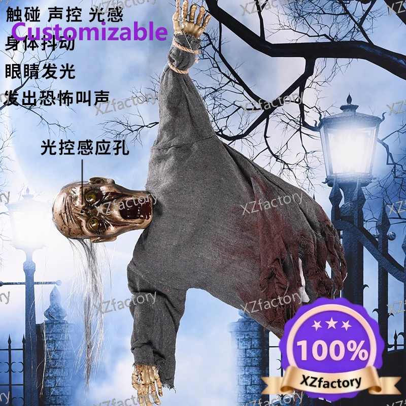 Factory Direct 2026 Top RatedHalloween long hair big hanging ghost horror decorative props haunted house, bar, zombie, scene arr