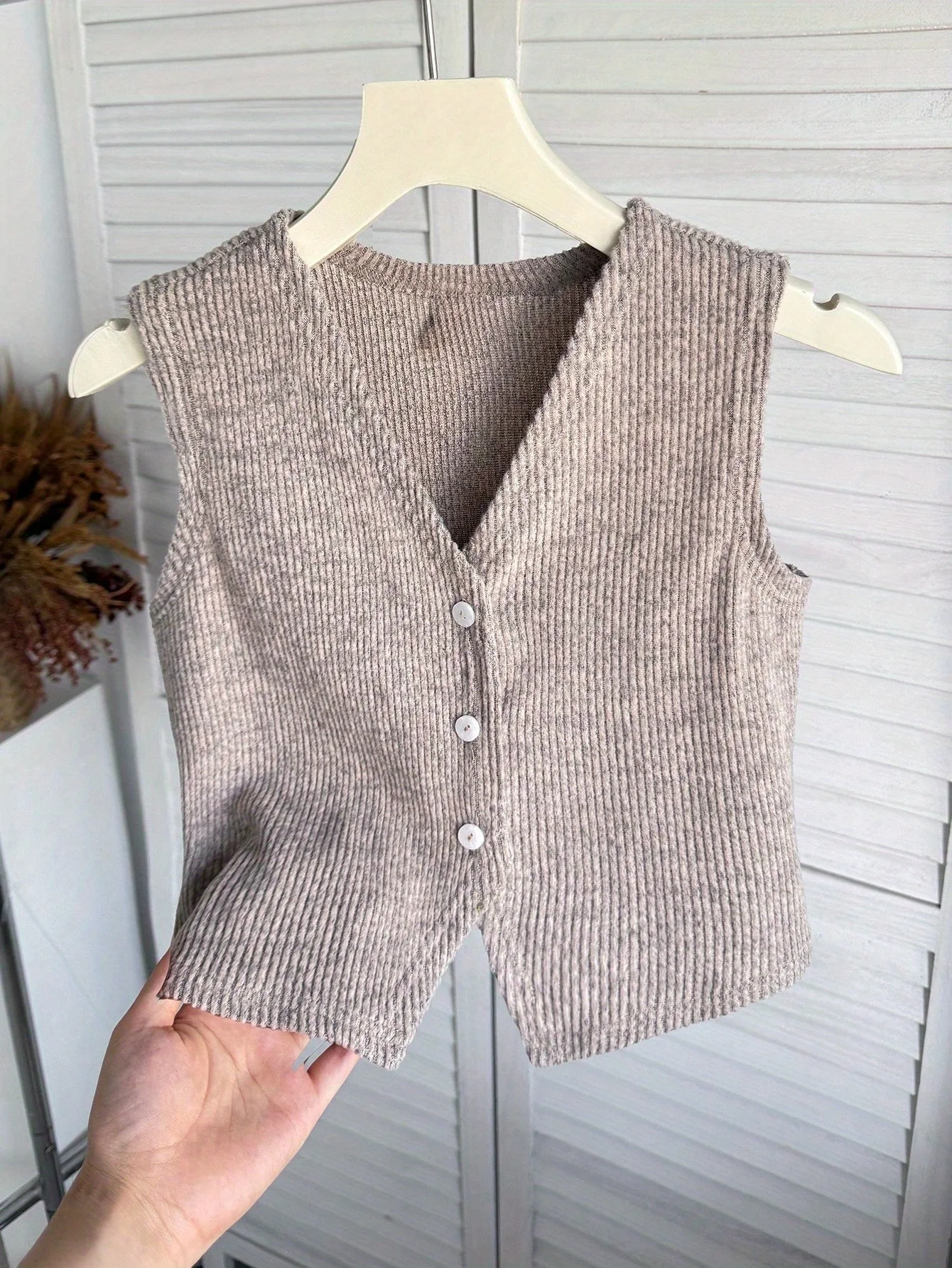 سترة Tween Girl كاجوال متماسكة مضلعة باللون الكاكي الصلب #2