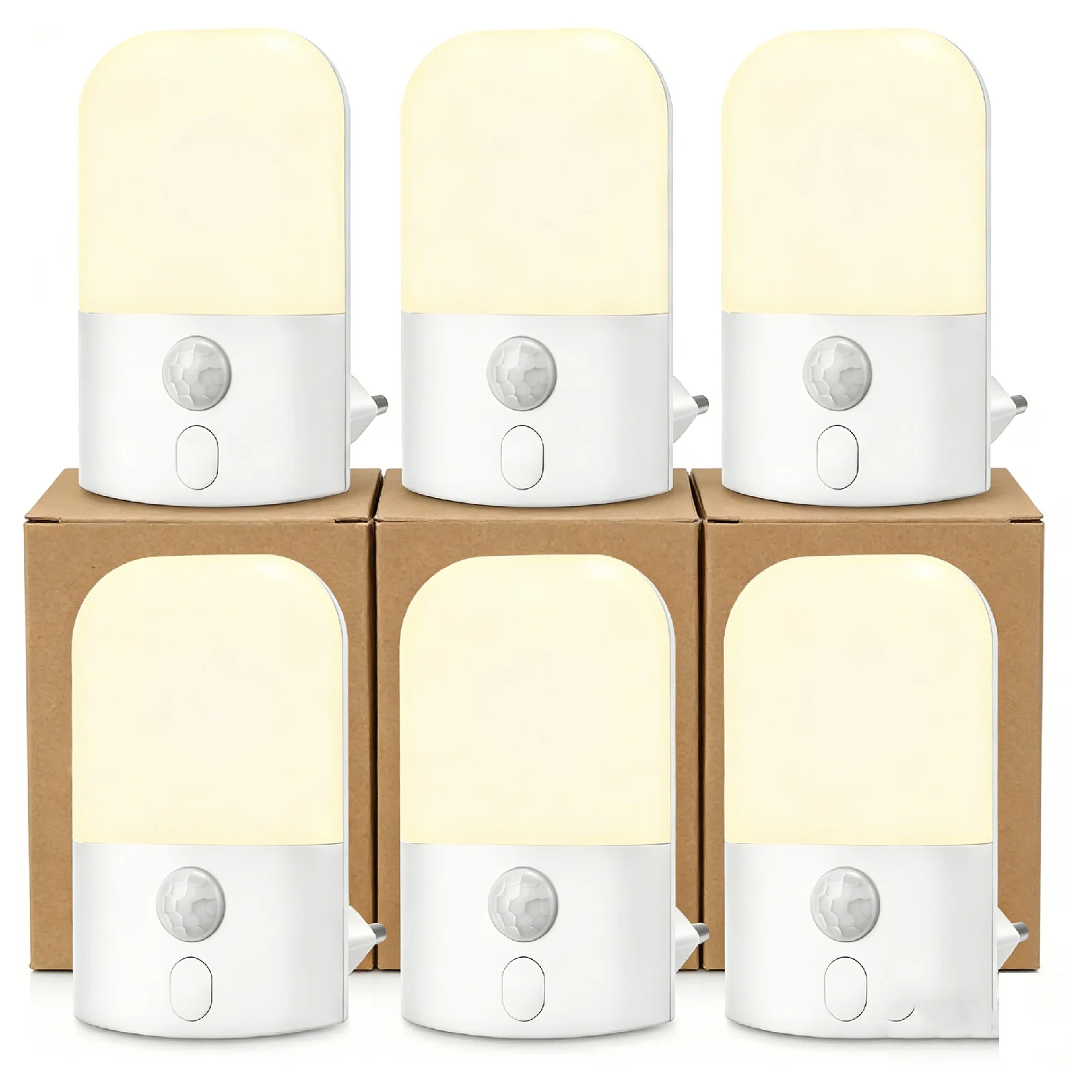 Wall Plug LED Nightlight PIR Motion Activated Dusk‑to‑Dawn Sensor Warm Light For Bedside Stairs Hallway Bathroom Safety Lamp