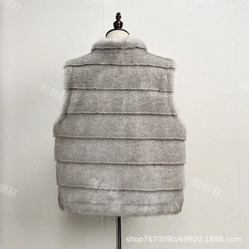 Loose Fit Stand Collar Coat with Sleeveless Regular Length Casual Women Coat Not Hooded Elegant Commuting Autumn Vest Jacket