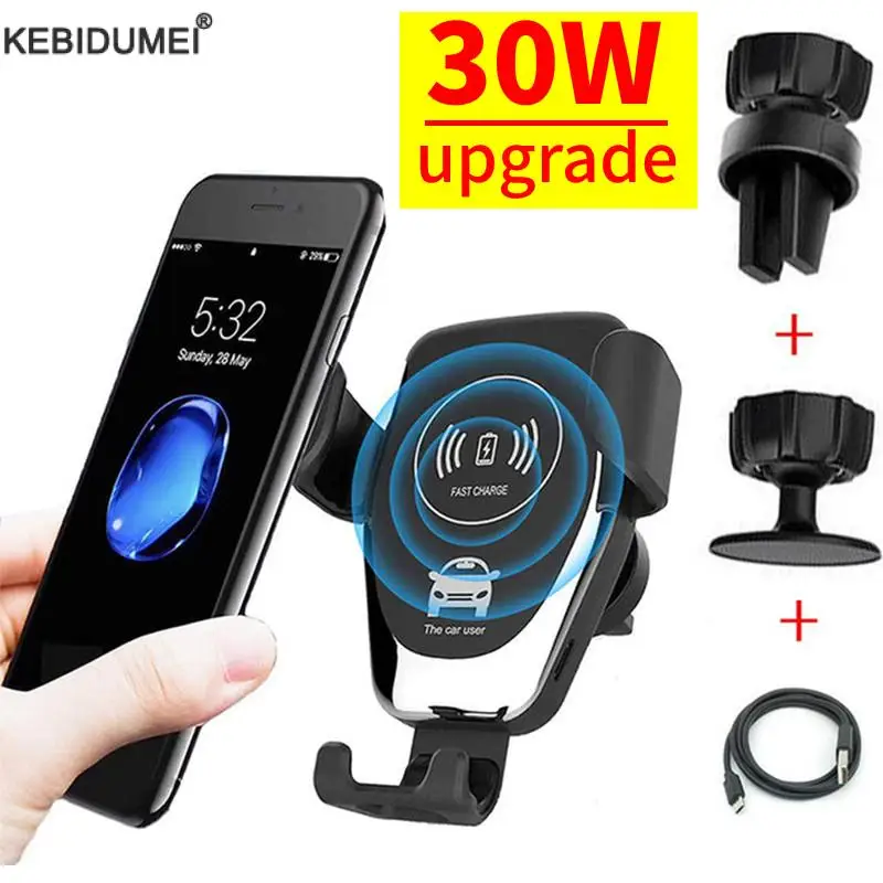30W Car Wireless Charger Air Vent Mount Phone Holder Stand For iPhone 15 14 13 12 Samsung Xiaomi Induction Fast Car Charging