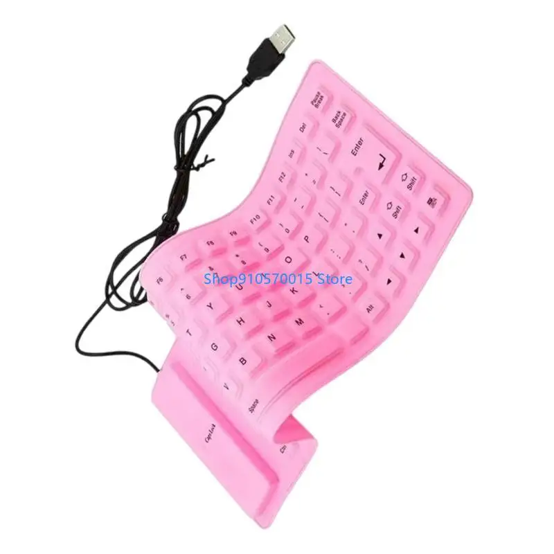B95C Foldable Silicone Keyboards 85Keys USB Wireds Silents Rolls Up Keyboards for Laptop