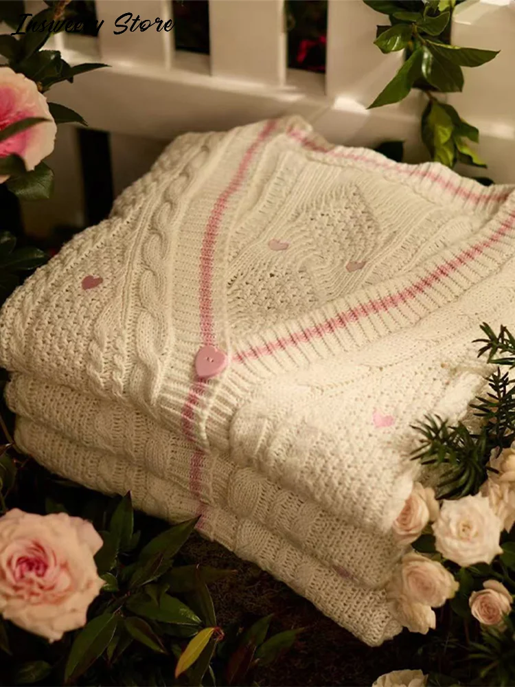 Elegante estrela impressão malha cardigan feminino solto manga longa único breasted camisola 2025 outono senhora moda macio aconchegante cobrir