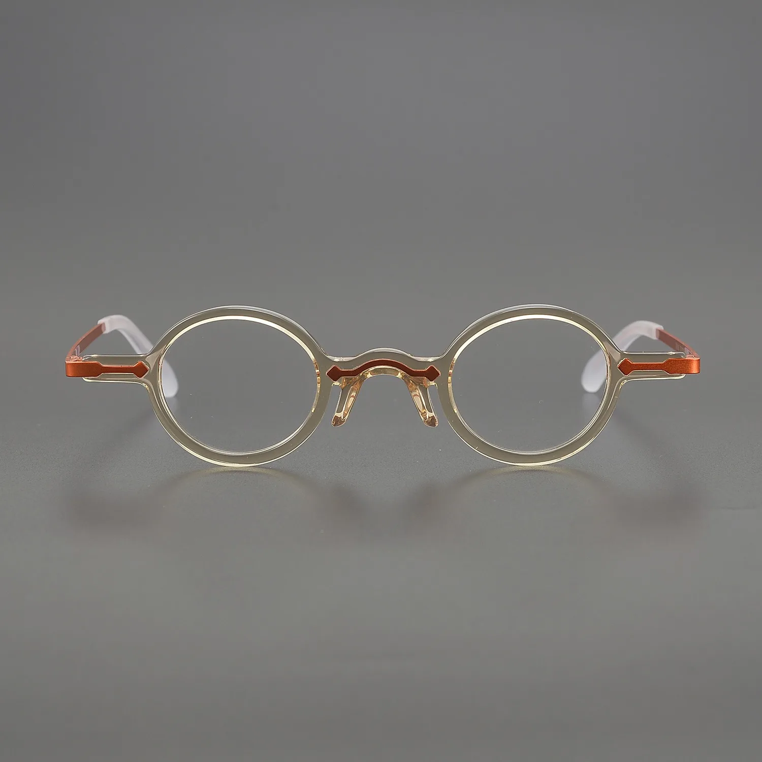 

Handmade Color Block Retro round Glasses Frame Unisex Personalized Acetate Metal Niches Eyeglasses