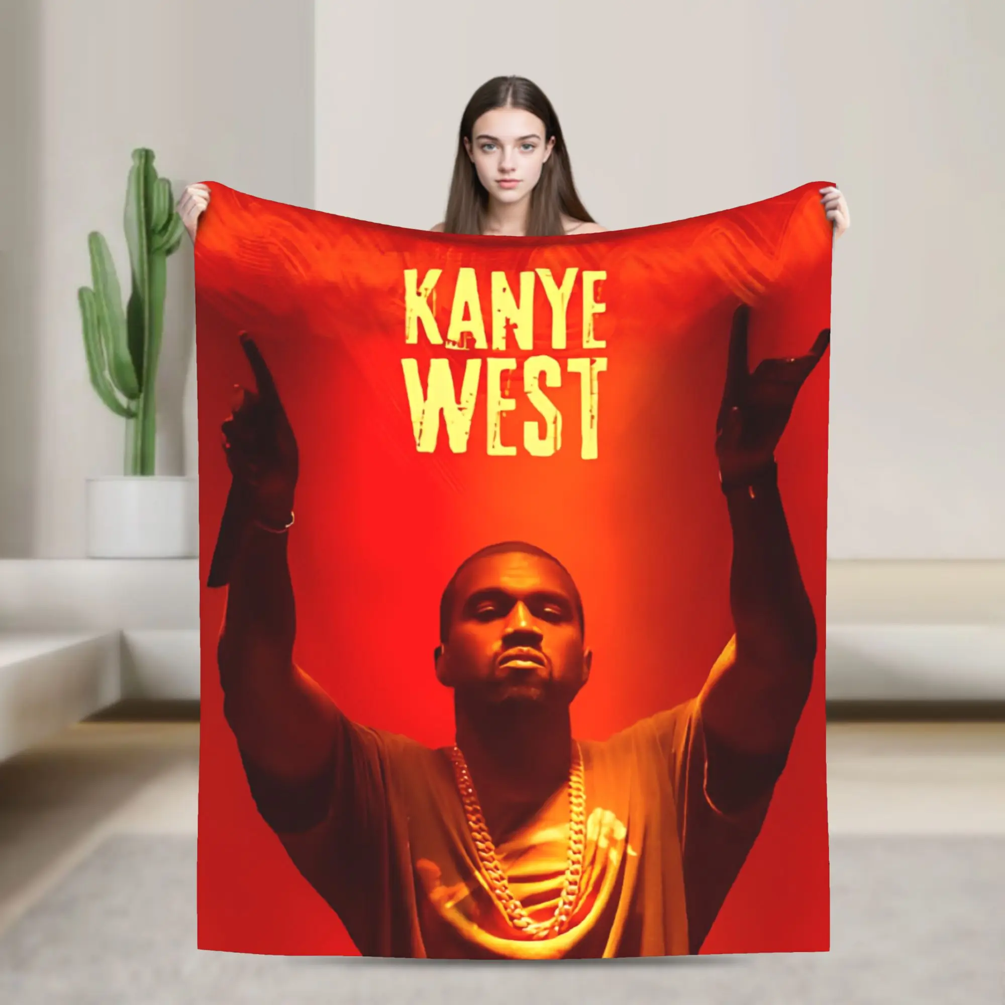 

Album Kanye West Blanket Fleece Meme Hip Hop Rap Style Super Soft Throw Blankets for Airplane Travel Bed Rug