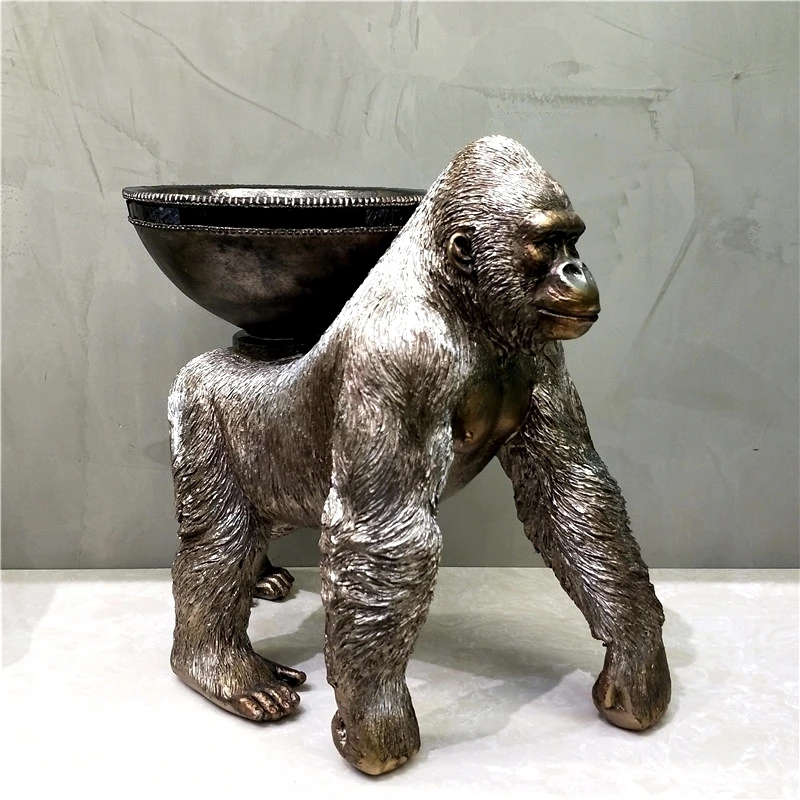 Resin Gorilla Statue Flower Pot Decorative Silverback Sculpture Planter King Novelty Houseware Ornament Craft Furnishing