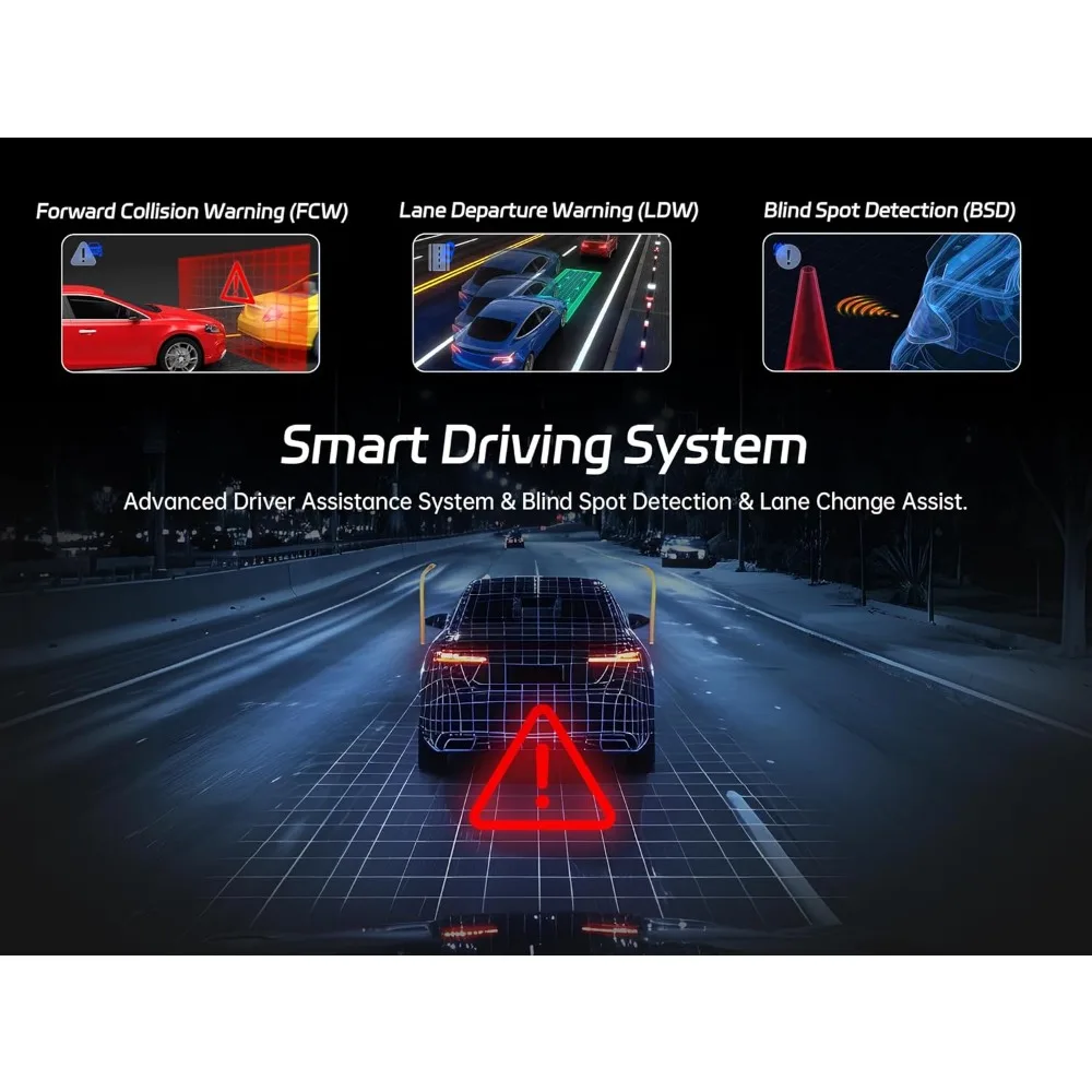 Pelsee 4K 3 Channel Dash Cam Front and Rear Inside, Dash Camera for Cars, 4K+1080P+1080P Dashcam with APP & WiFi, 64GB Card Incl