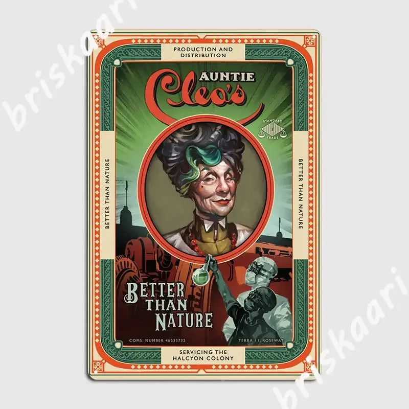 Póster de placa de Metal The Outer Worlds Tía Cleo S Better Than Nature, decoración de pared, cocina personalizada para fiesta y Club