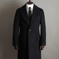 New Formal Black Men Suits Custom Made Jacket High Quality Tuxedos Peaked Lapel Business Long Blazer One Piece