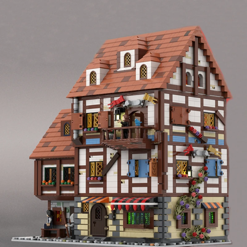 

4801 Pieces Moc Creation Expert European Medieval Castle Model Modular Medieval French House Block Model Kit Birthday Gift Toy