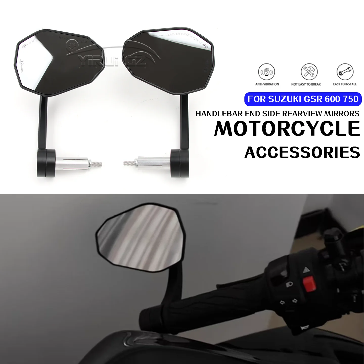 

Motorcycle Bar End Mirror Handlebar End Side Rearview Mirrors Wide Vision For Suzuki GSR 600 GSR750 GSR 600 GSR750 GSR600 GSR750