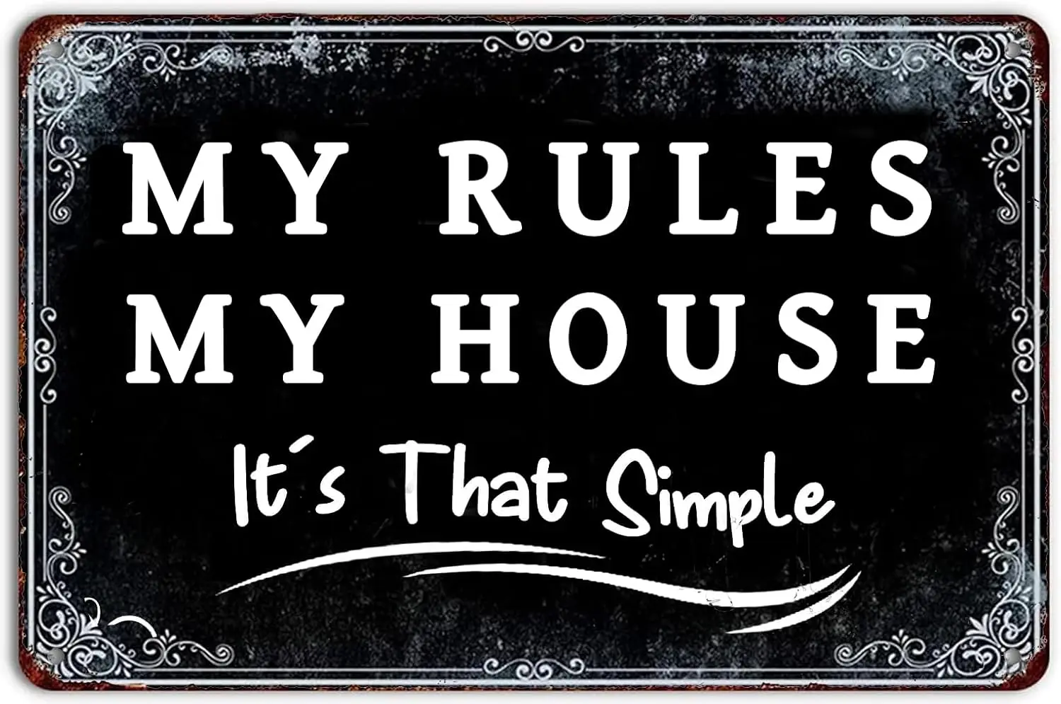My House Rules Its That Simple Tin Metal Wall Decoration Sign Art for Garage Man Cave Backyard De