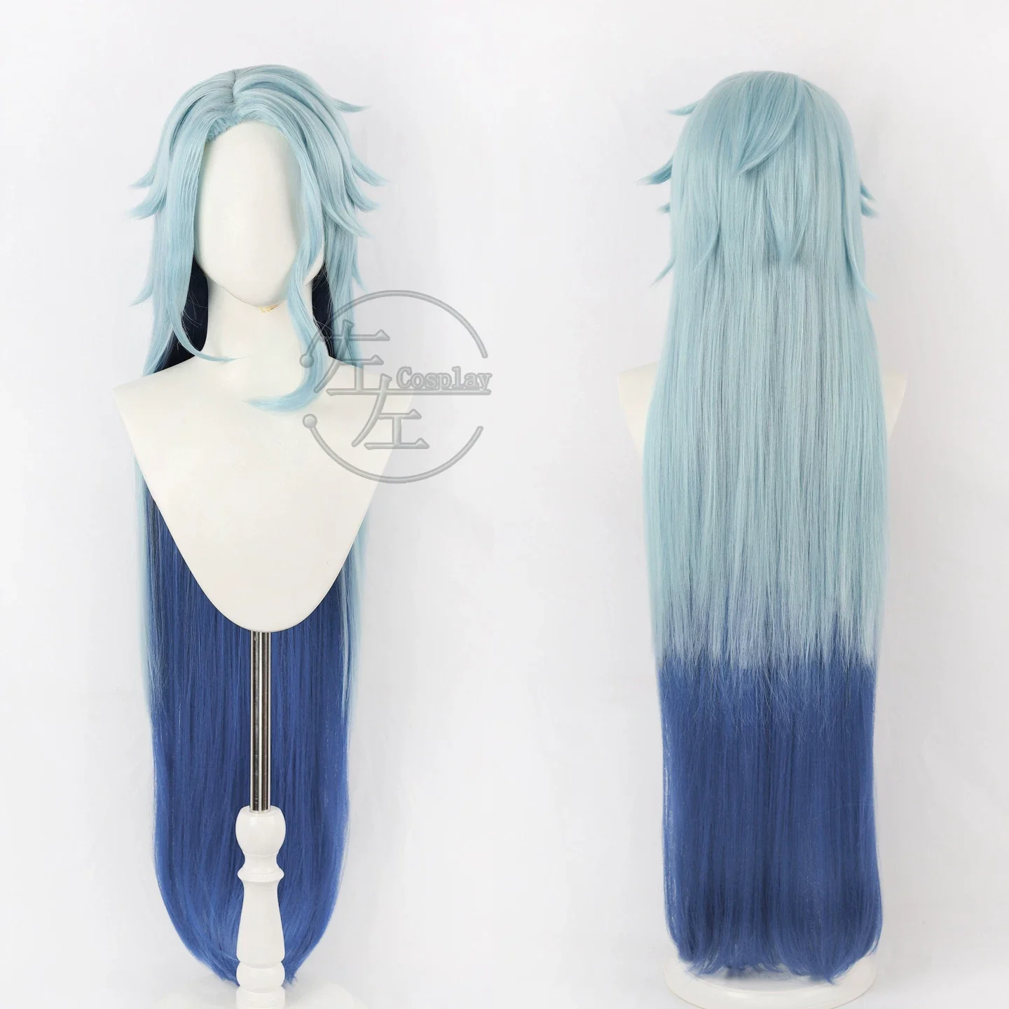 Peruca de Cosplay Nova do Doutor Fatui II do Jogo Genshin Impact, Cabelo Longo em Gradiente Azul e Verde, Presente para Fãs de Festas e Carnavais