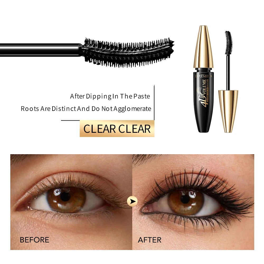DAISIBO Mascara cils en fibres noires – imperméable, anti-taches, longue durée, sans déclenchement, aspect naturel, volumateur et bouclage