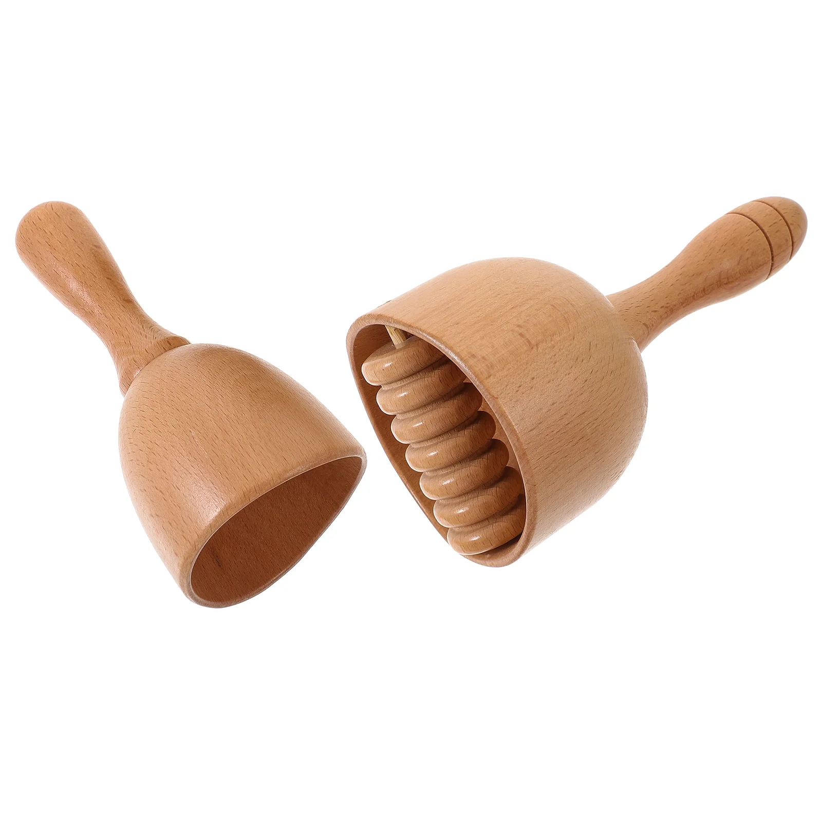 2 Pcs Massage Scraper Body Massager Back Cup Stretching Tool Roller Wooden For Muscle Home