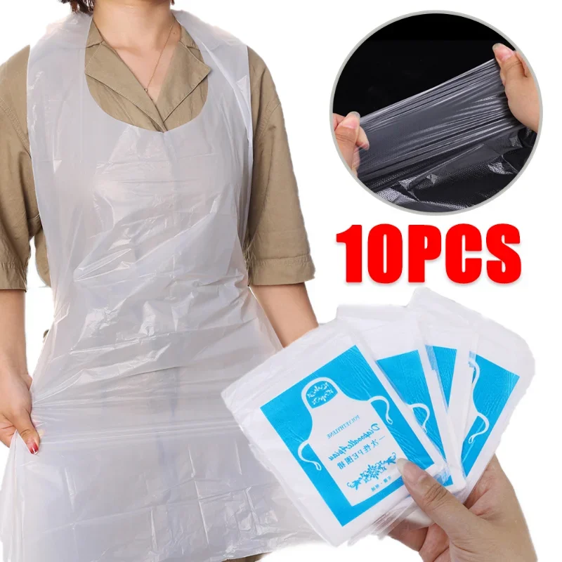 Delantales de cocina desechables, delantal impermeable de plástico, vestidos de embalaje individual para hombres y mujeres, accesorios de protección