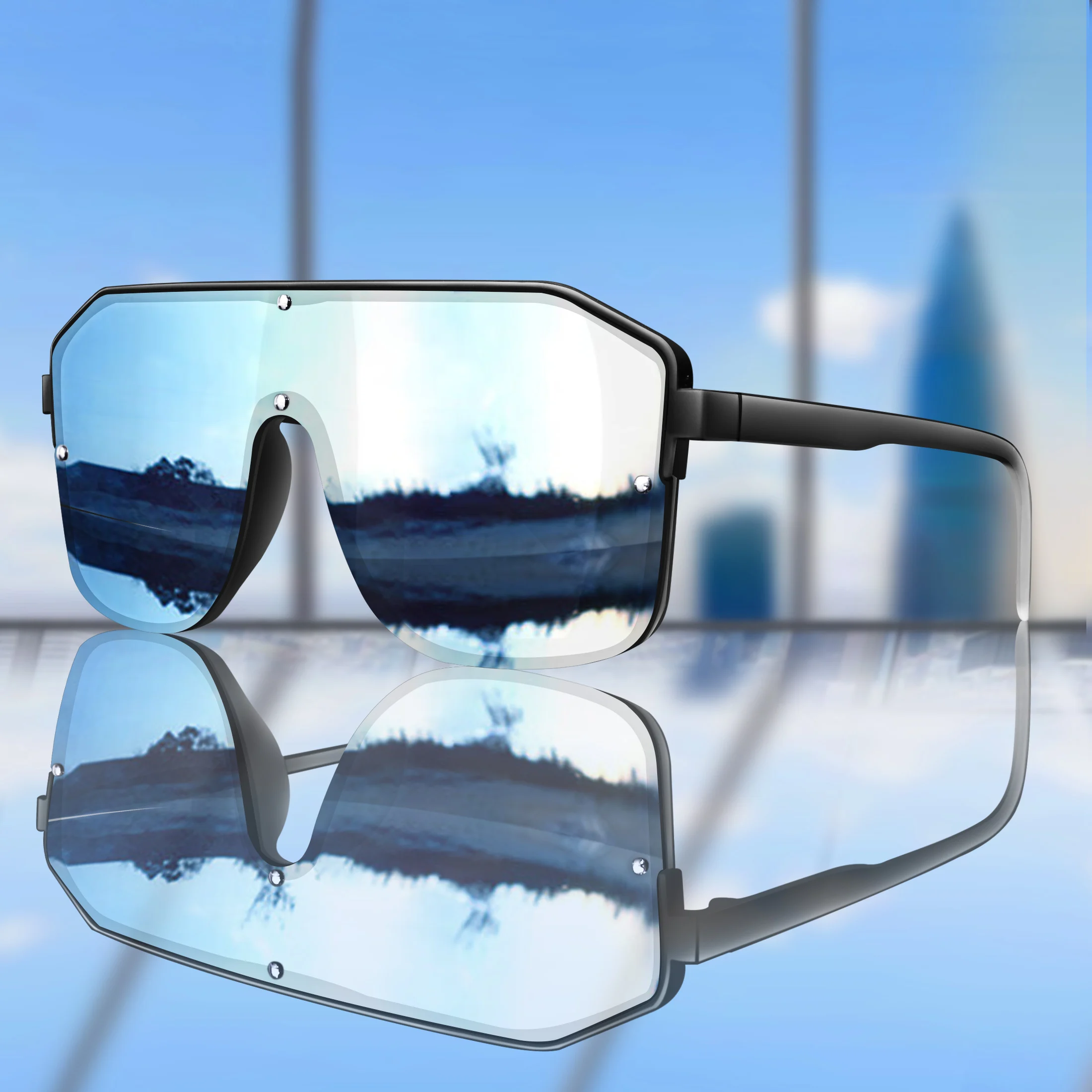 العلامة التجارية الجديدة مربع كبير إطار النظارات الشمسية الرجال النساء نظارات الموضة في الهواء الطلق الرياضة ركوب الدراجات القيادة السفر يندبروف نظارات مهرجان