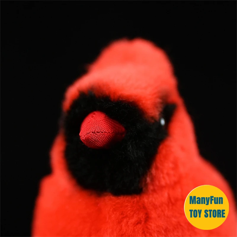 Northern Red Cardinal Plush Toy High Fidelity Red bird Plushie Tit Peluche Lifelike Stuffed Animals Simulation Doll Kawai Toy