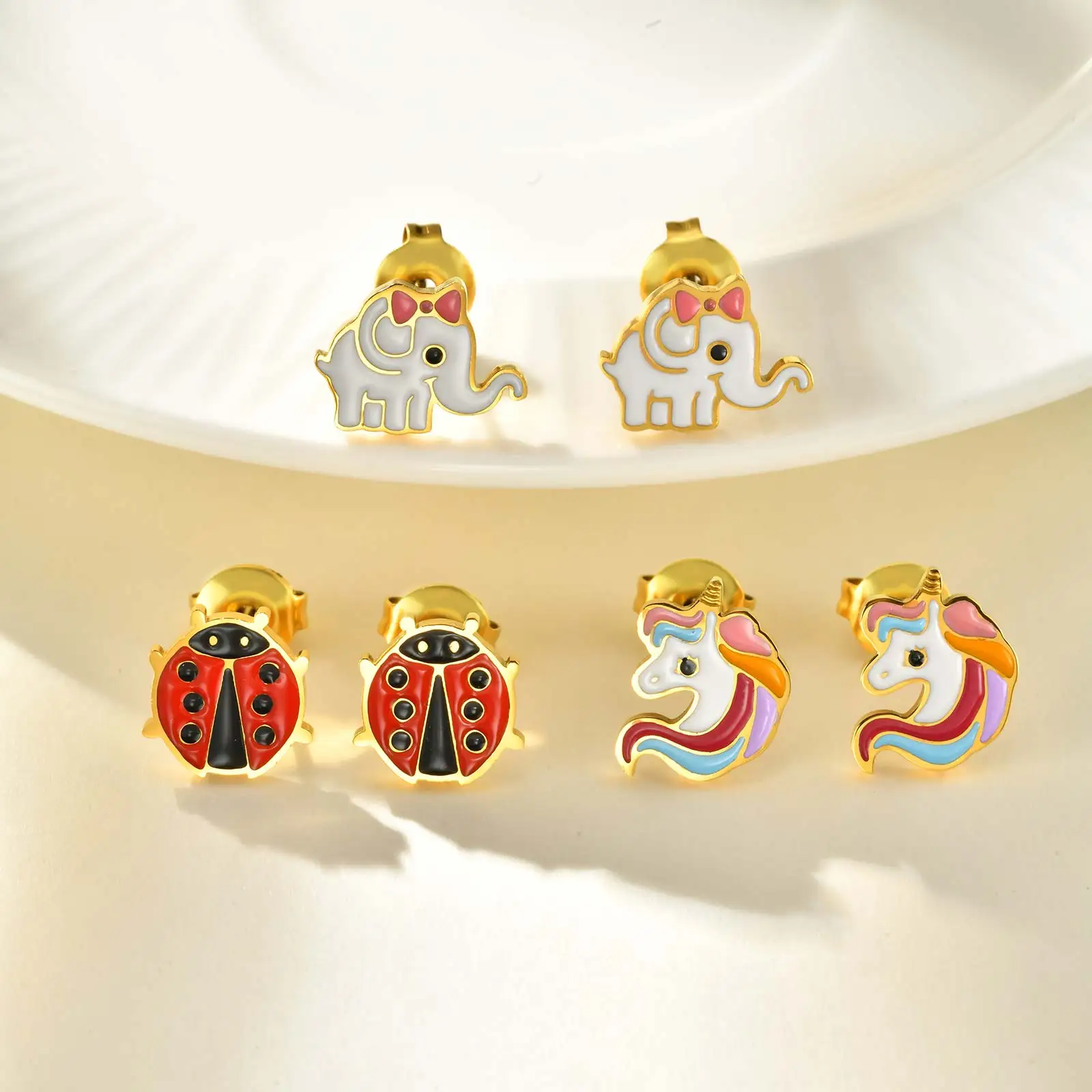 Cute Rainbow Unicorn Stud Earrings for Women