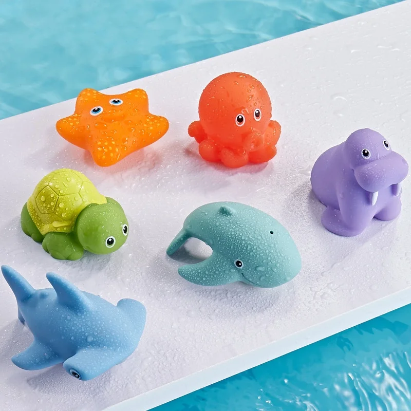 Bath Toy Set Floating Shark Fishing Net Animal Squirt Toy Water Spraying Game Swimming Pool Accessories