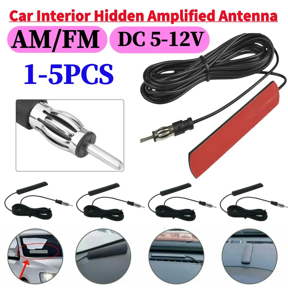 

DC5-12V Car Electronic Radio Antenna Car Hidden Amplified Antenna 85-860Mhz Car Radio Patch Aerial For Car Truck Motorcycle Boat