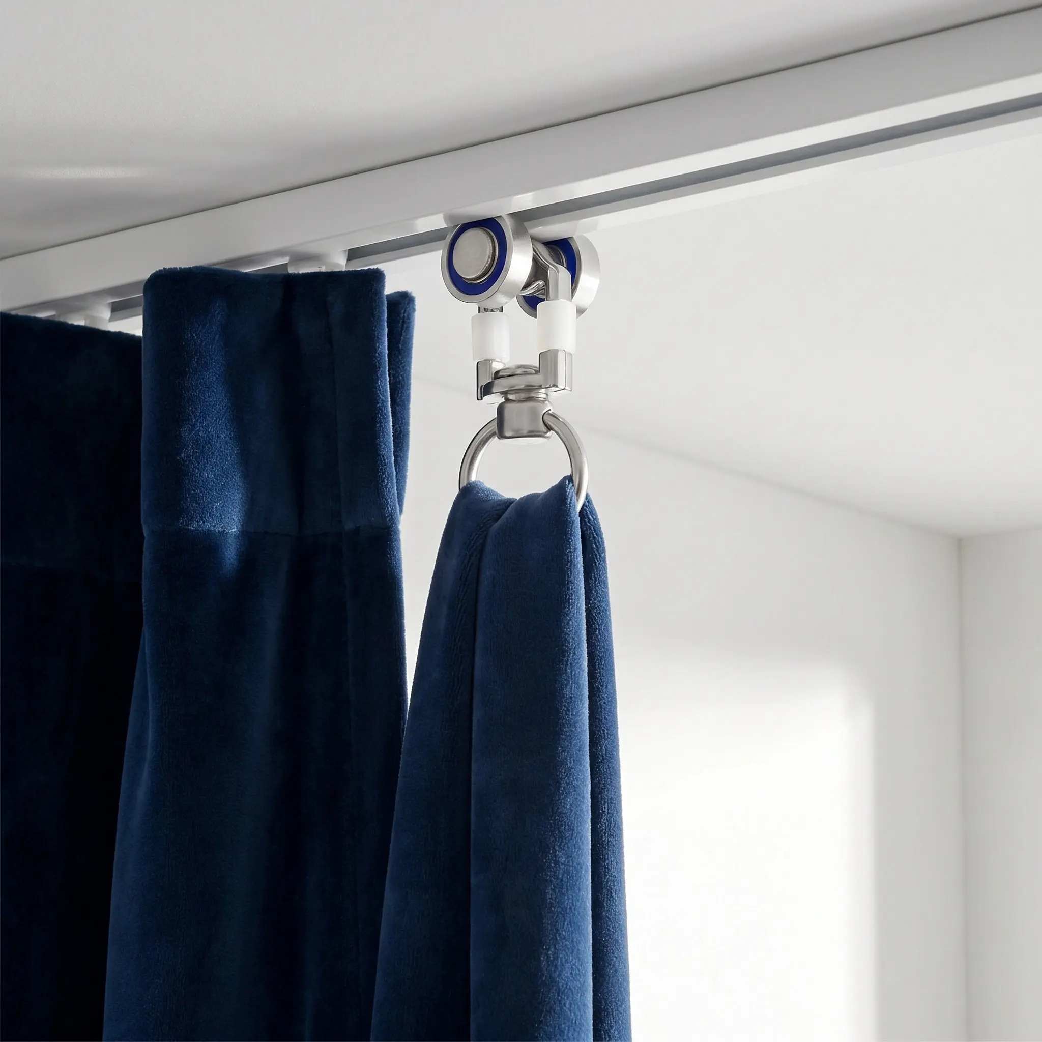 16Pcs Silent Curtain Track Rollers Metal Bearing Smooth Sliding Hooks Ceiling Drapery Rail Gliders Flexible Heavy Duty Curtain
