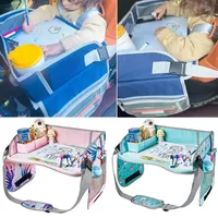 Car Seat Travel Tray Safety Seat Play Table Organizer Storage Snacks Toys Cup Holder Waterproof Kids Stroller Storage Tray