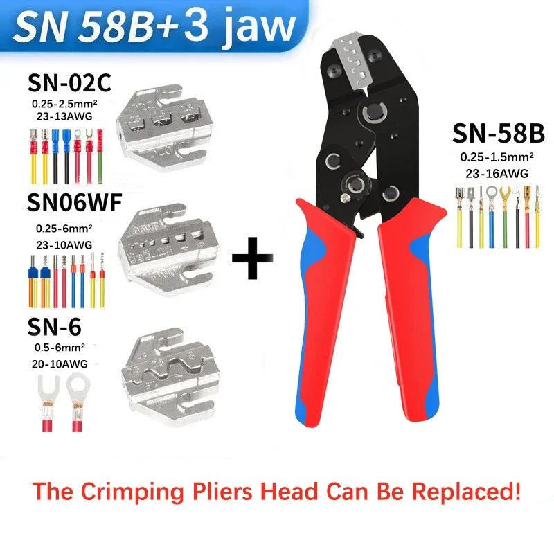 SN-58B Crimping Pliers Change Jaw Kit Tool 02C /-6/03H/06WF/2546/2549 Terminal Wire Electrical Pliers  Wiring tools