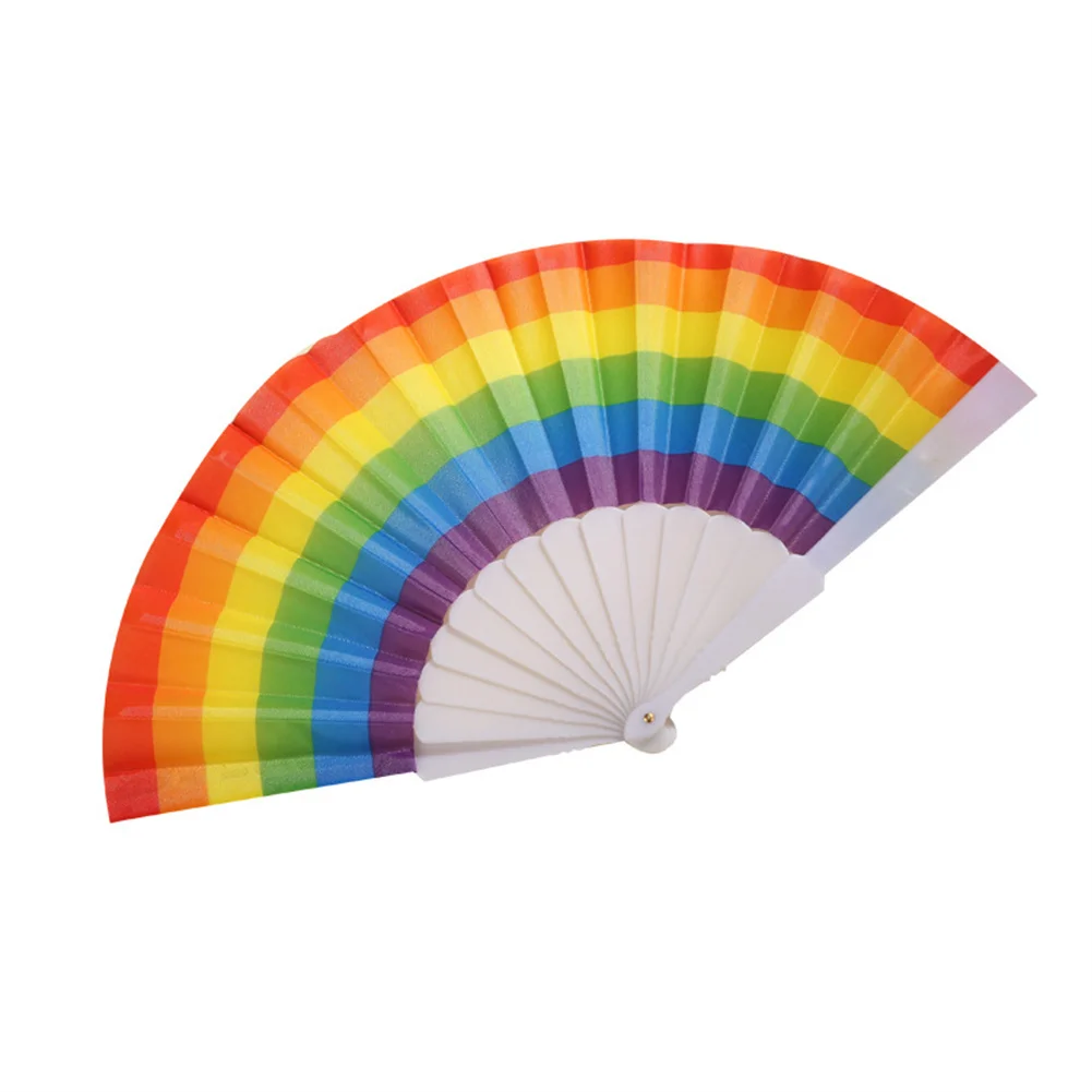 7-inch Summer Rainbow Fan Handheld Lightweight Folding Dance Fan Photo Props For Home Wedding Party Decoration Supplies