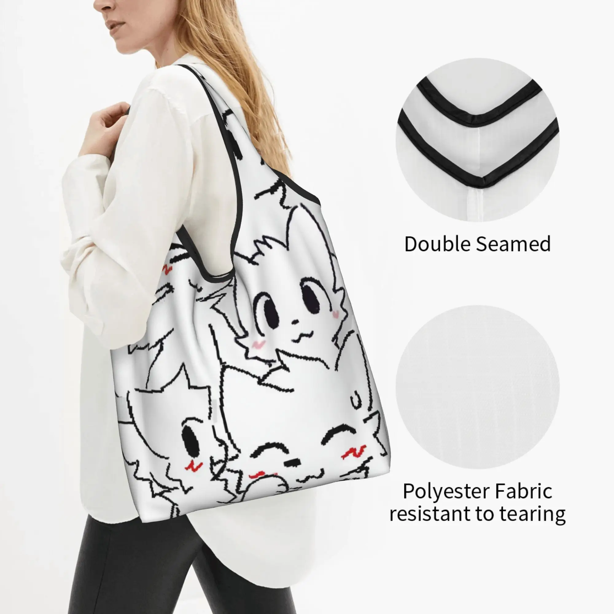 Recycling Boykisser Silly Cat Shopping Bag Women Tote Bag Portable Hot Groceries Shopper Bags