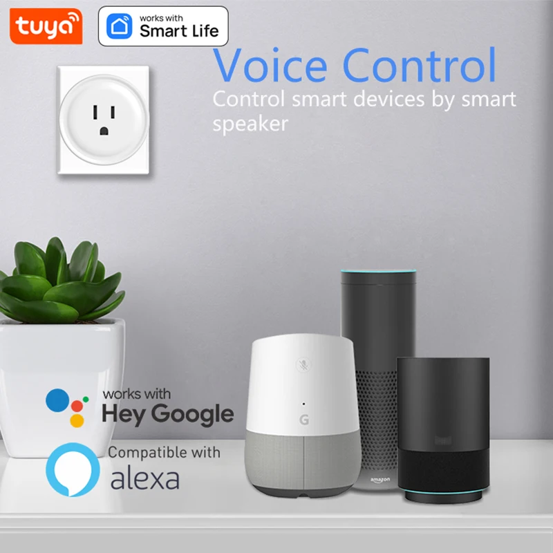 Tuya WiFi Smart Plug Socket 10A US Standard APP Remote Control Timing Voice Control Smart Life Works with Alexa Google Home